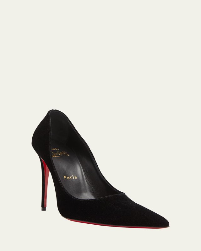 Kate Max Velour Red Sole Stiletto Pumps